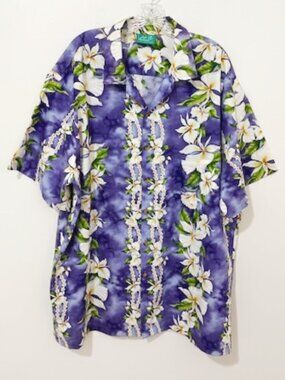 Jade Fashions Vintage Hawaiian Aloha Shirt Purple White Floral Men's Size 3XL